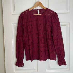 Burgundy Lace Blouse - deep burgundy statement blouse.